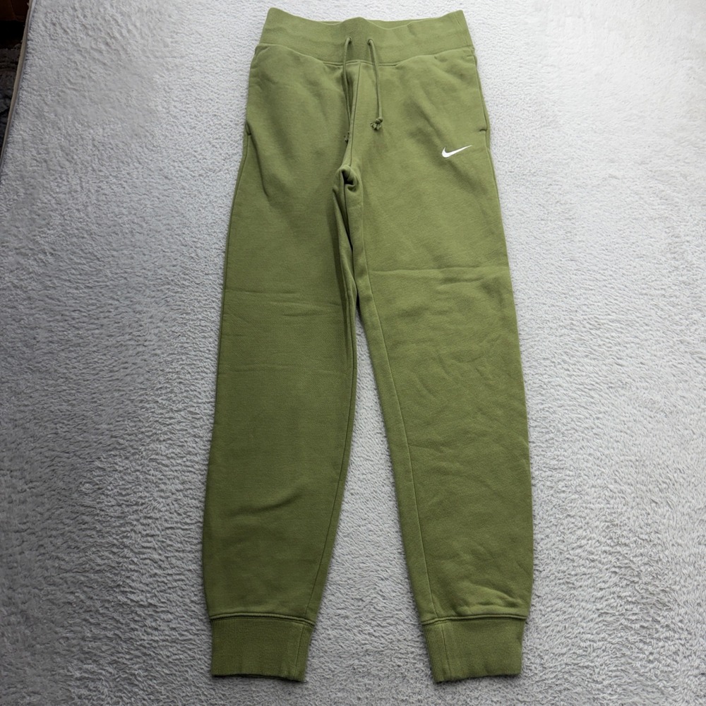 Nike Sportswear Essential Fleece Joggers Olive Green Embroidered Swoosh Womens S